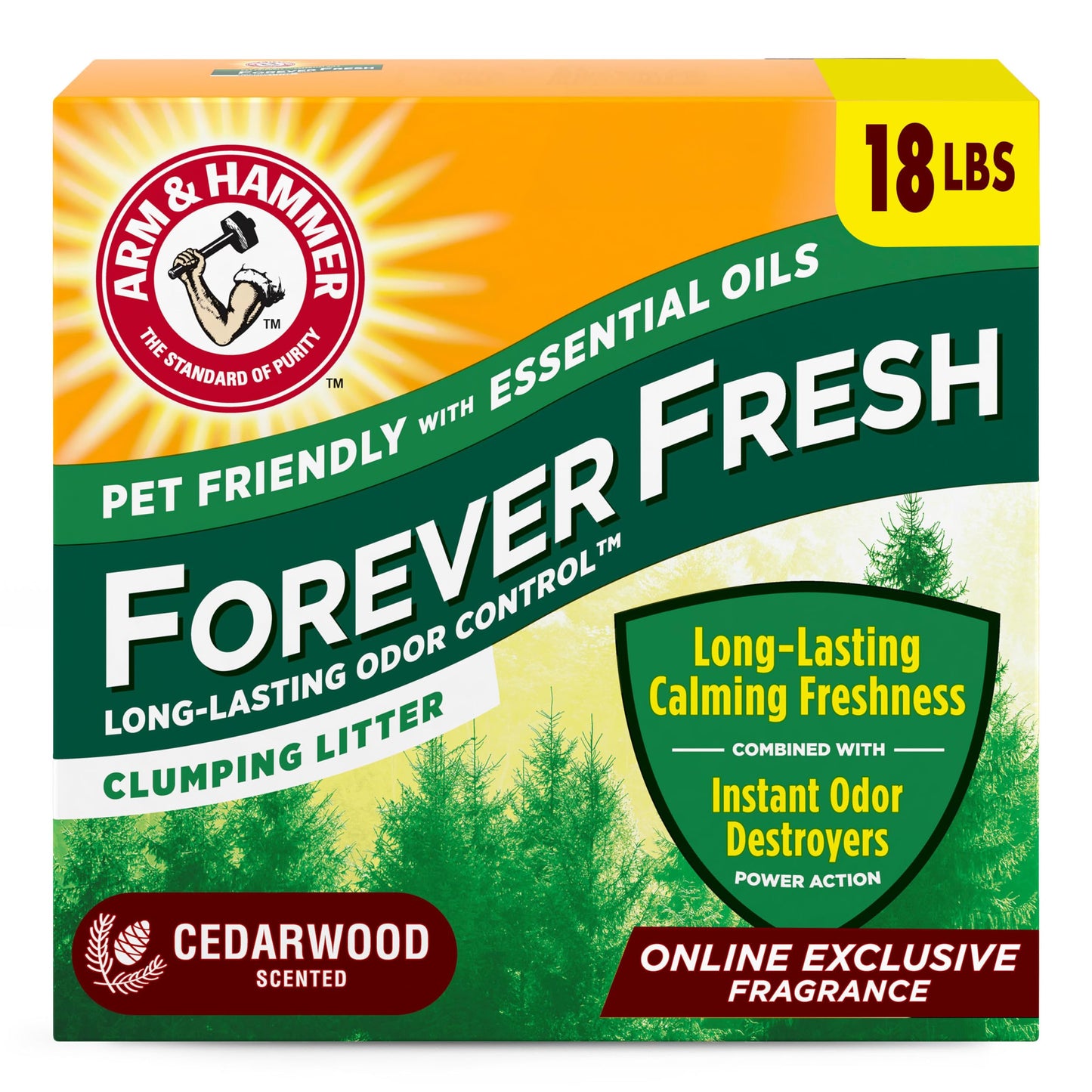 HOTArm & Hammer Forever Fresh Clumping Cat Litter Lavender, MultiCat Cat Litter Odor Control 18lb With 20% More Lavender Freshness, With Essential Oils