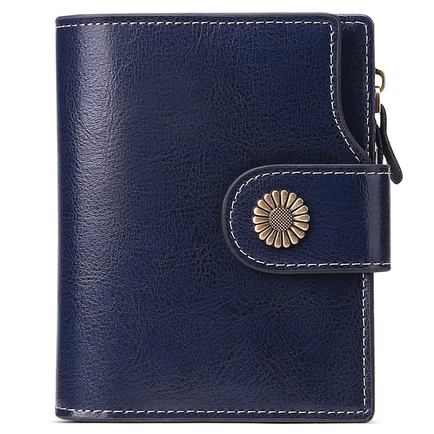 HOTFalan Mule Women's Lightweight Genuine Leather Wallet, Includes Card Holders, RFID-Blocking, Lightweight, Photo & ID Holder, Green