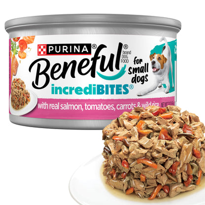 HOTBeneful Purina Small Breed Wet Dog Food Variety Pack, IncrediBites With Real Beef, Chicken and Salmon - (Pack of 30) 3 Oz. Cans