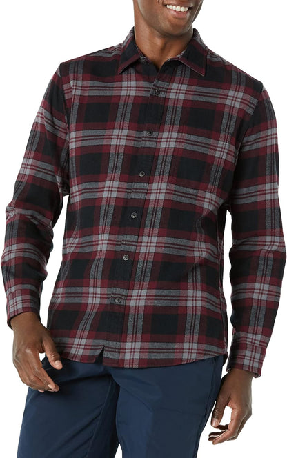 HOTAmazon Essentials Men's Slim-Fit Flannel Shirt, Long Sleeve Button Down Plaid