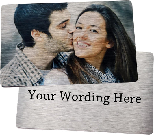 HOTPersonalized Double Sided Metal Wallet Photo & Wording (Personalized Photo Metal Wallet Card Insert)