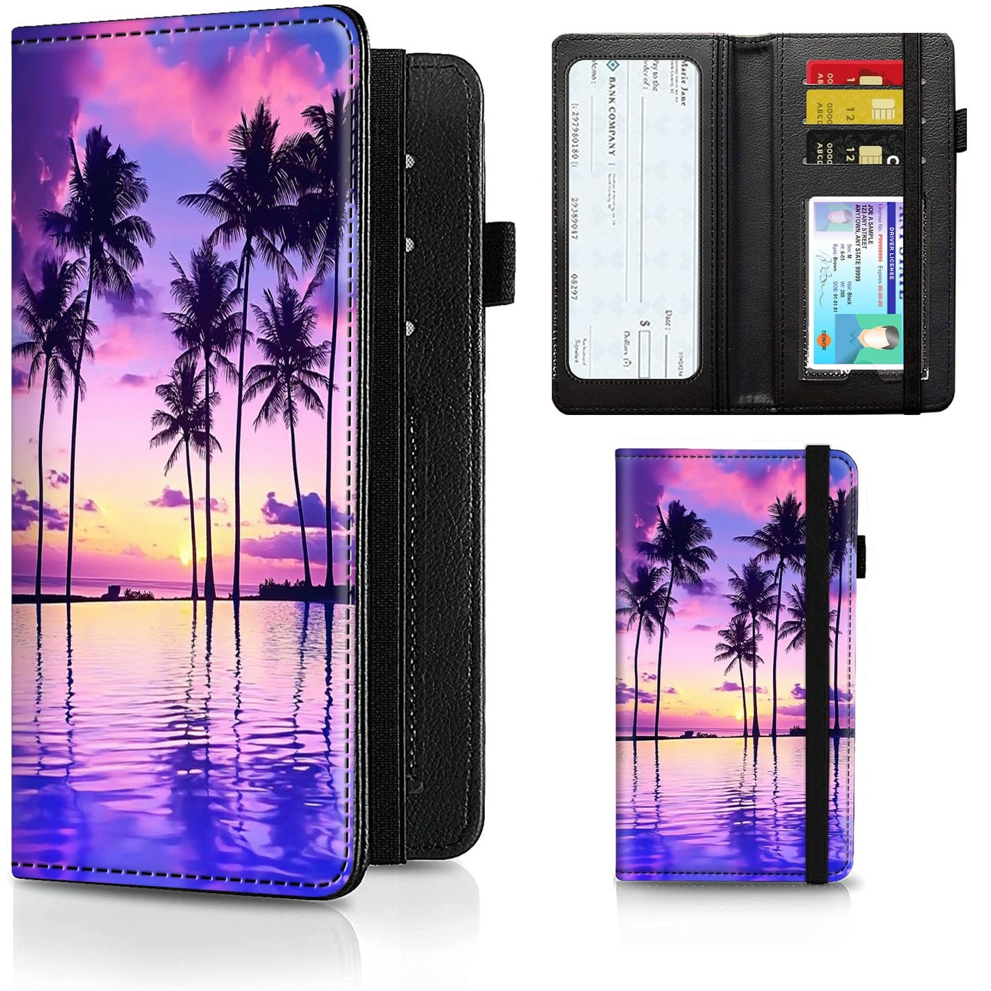 HOTCheckbook Cover for Men Women PU Leather Slim Check Book Holder Covers Wallet Case with Card Slots Duplicate Checks Card Pen Holder with RFID Blocking & Elastic Strap,Cute A Cat