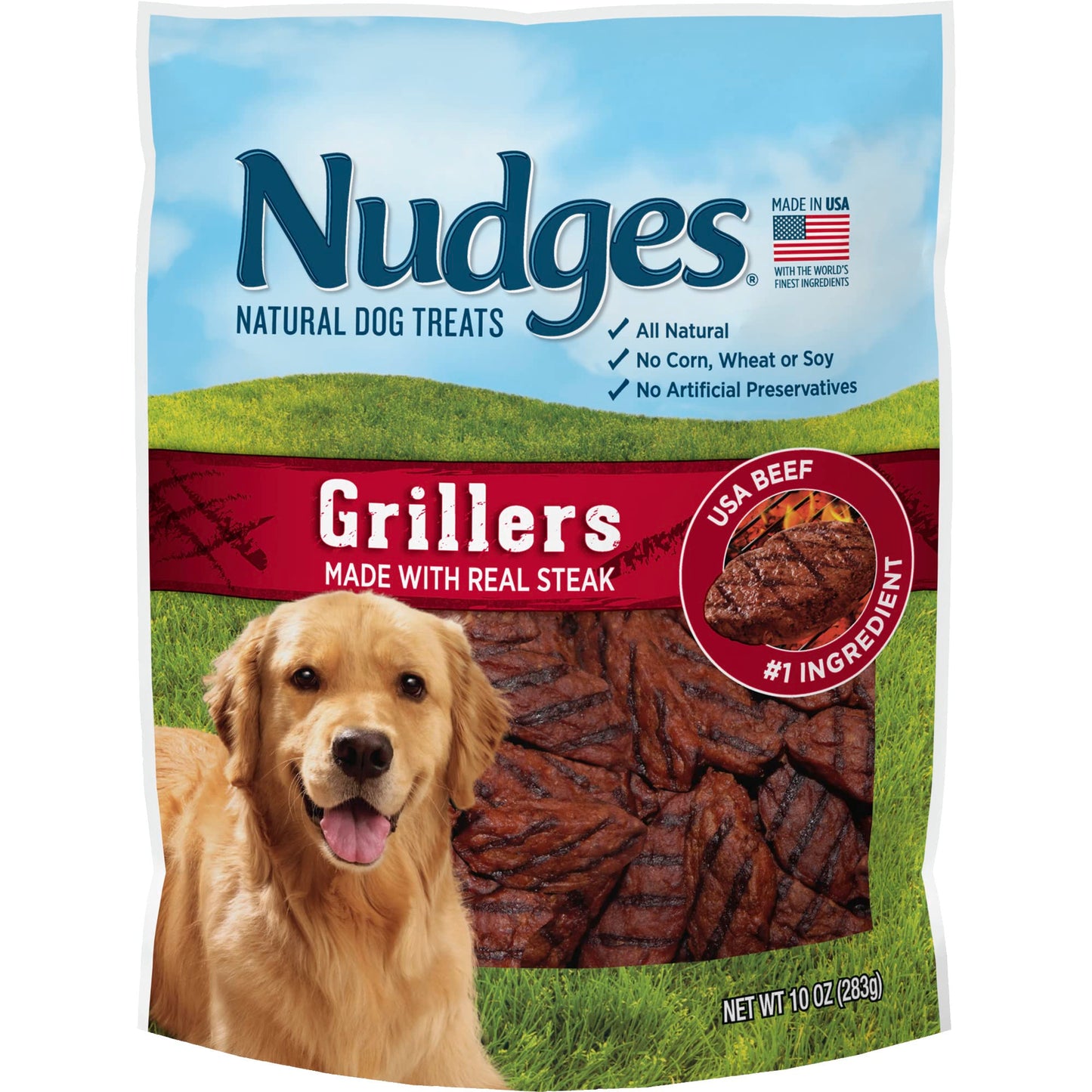 HOTBlue Buffalo Nudges Steak Grillers Natural Dog Treats, Meaty Dog Snacks, Healthy Reward or Training Treat, Made in the USA with Real Beef, No Artificial Preservatives, 16 oz.