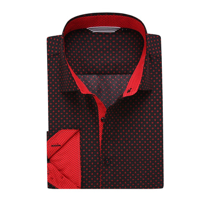 HOTAlex Vando Mens Printed Dress Shirts Regular Fit Casual Button Down Shirt | Wrinkle resistant, Machine washable, Contrast on inner collar & cuff, True-to-size cut, Business & Daily, Easy outfit pairing