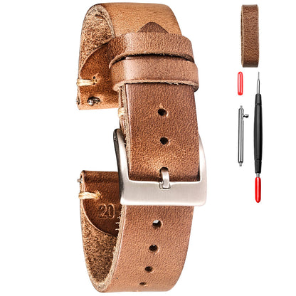 HOThemsut h Leather Watch Bands for Men, Horween Quick Release Leather Watch Strap Vintage Watch Replacement Wrap of 18mm, 20mm, 22mm
