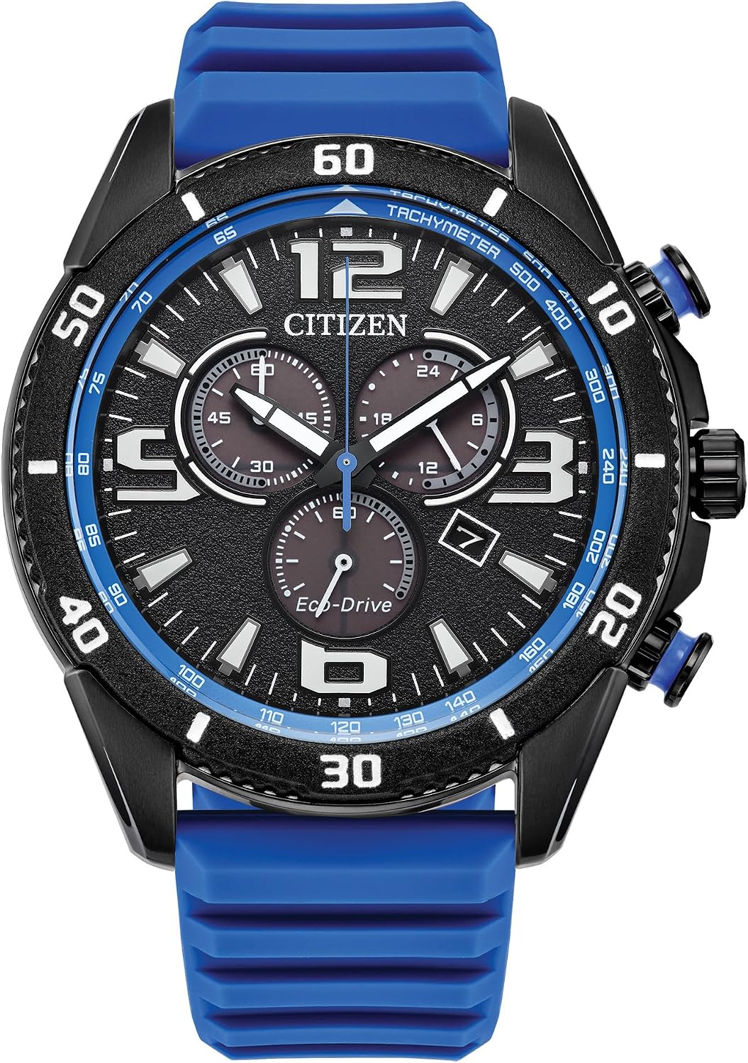 HOTCITIZEN Men's Eco-Drive Sport Casual Brycen Watch, Blue Silicone Strap, Chronograph (Model: AT2586-05E)
