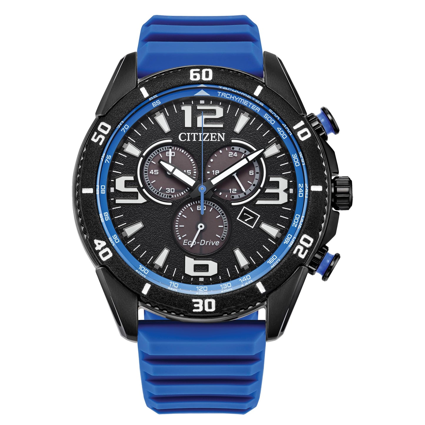 HOTCITIZEN Men's Eco-Drive Sport Casual Brycen Watch, Blue Silicone Strap, Chronograph (Model: AT2586-05E)