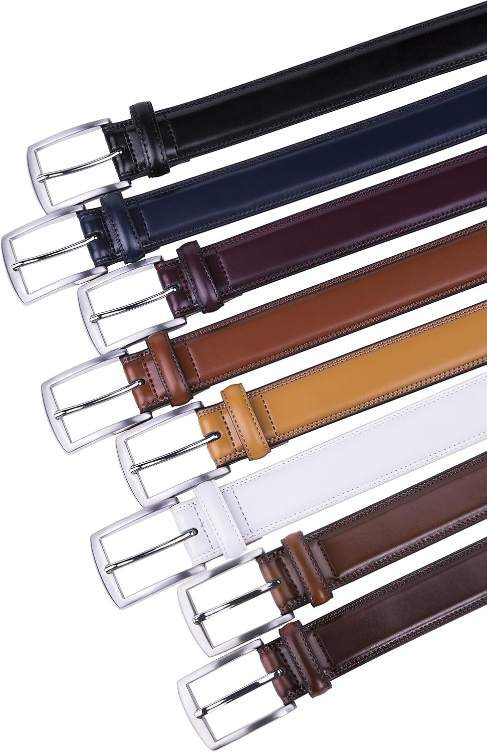 HOTFabio Valenti Genuine Leather Dress Belts For Men - Mens Belt For Suits, Jeans, Uniform With Single Prong Buckle