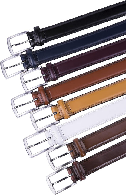 HOTFabio Valenti Genuine Leather Dress Belts For Men - Mens Belt For Suits, Jeans, Uniform With Single Prong Buckle
