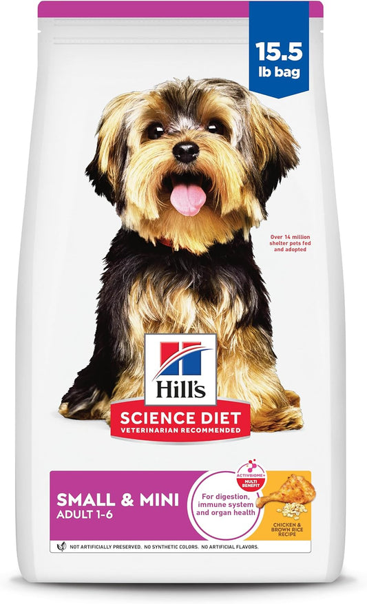 HOTHill's Science Diet Adult 1-6 Small & Mini Dry Dog Food, Chicken & Brown Rice, 15.5 lb. Bag