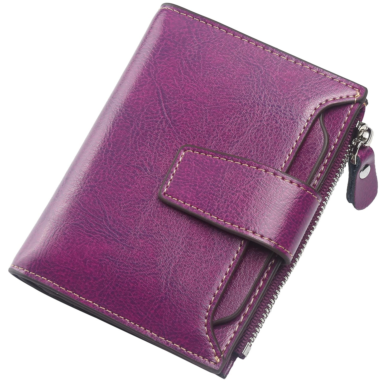 HOTLavemi Small Compact Women Wallet RFID Blocking Genuine Leather Bifold Purse with ID Windows