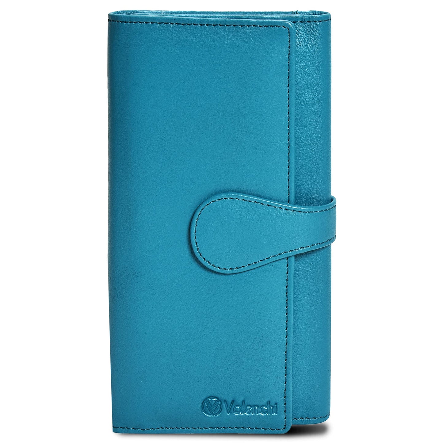 HOTVALENCHI Women's Leather Wallet - RFID Blocking Wallet - Ladies Clutch Hand Purse With Card Holder Slots (Cognac Vintage LW03)