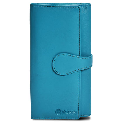 HOTVALENCHI Women's Leather Wallet - RFID Blocking Wallet - Ladies Clutch Hand Purse With Card Holder Slots (Cognac Vintage LW03)