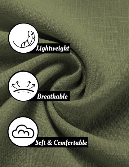 HOTCOOFANDY Men's Linen Shirts Short Sleeve Casual Shirts Button Down Shirt for Men Beach Summer Wedding Shirt