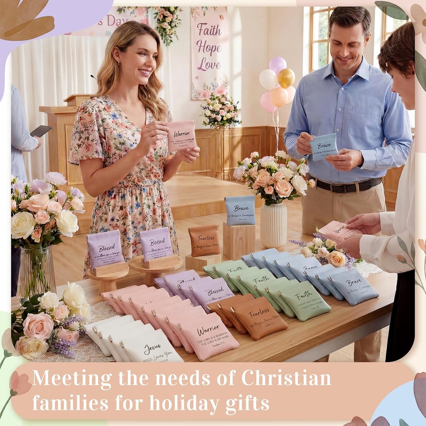 HOTTallew 24 Pcs Christian Mother's Day Gifts for Women Bulk Religious Coin Purse Faith Mini Leather Squeeze Coin Pouches Bible Verse Gifts Church Party Favors Scripture Small Makeup Bags for Mom Travel
