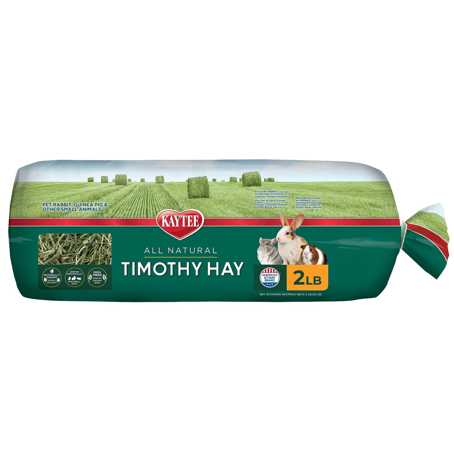 HOTKaytee Timothy Hay, High Fiber, Grown Specifically for Small Animals, Rabbits, Guinea Pigs, Chinchillas, Ideal Bulk Order for Small Pets, 3 Pounds