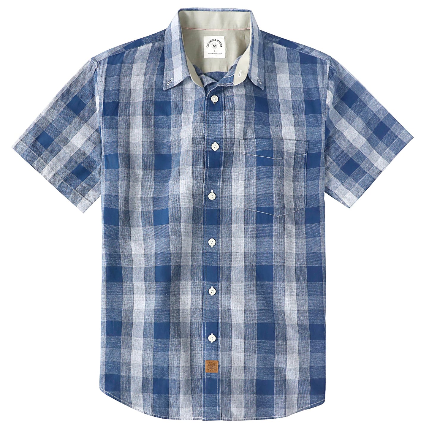 HOTDubinik® Mens Short Sleeve Button Down Shirts 100% Cotton Plaid Men's Casual Button-Down Shirts with Pocket