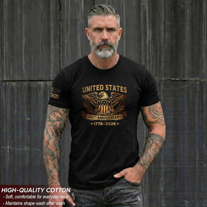 HOT250 Anniversary USA Shirt, USA Eagle Graphic Shirt for Men | Show your pride with these stylish men's patriotic shirts, designed for bold expression and comfortable, everyday wear