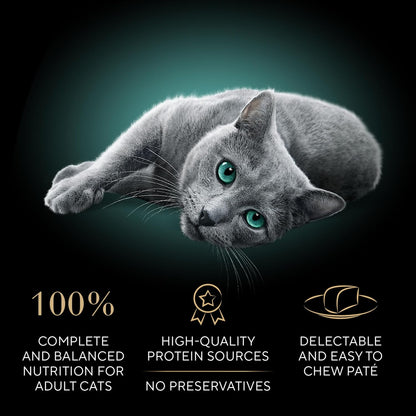 HOTSheba Perfect Portions Pate Wet Cat Food, Multipack, 2.6 oz, 24 ct | Grain-free, Chicken, Turkey & Beef, 48 servings, no artificial flavors/preservatives, complete & balanced, twin-pack trays
