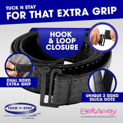 HOTBELTAWAY Tuck N Stay Shirt Stays for Men, Designed to Keep Shirt Tucked All Day, Extra Gripping Elastic Belt, Durable & Discreet, Perfect for Work & Casual Wear, One Size, Designed in USA