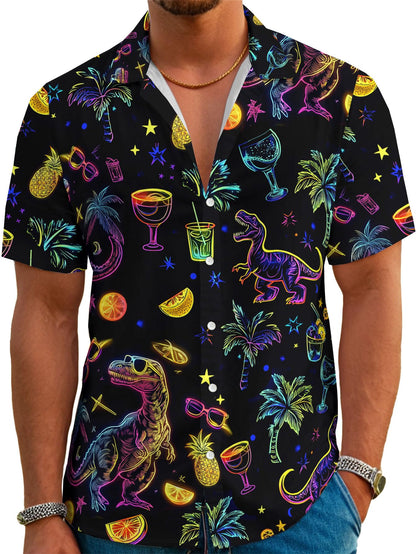 HOTDFZ Funny Hawaiian Shirts for Men Summer Beach Short Sleeve Button Down Shirt Theme Party Shirt
