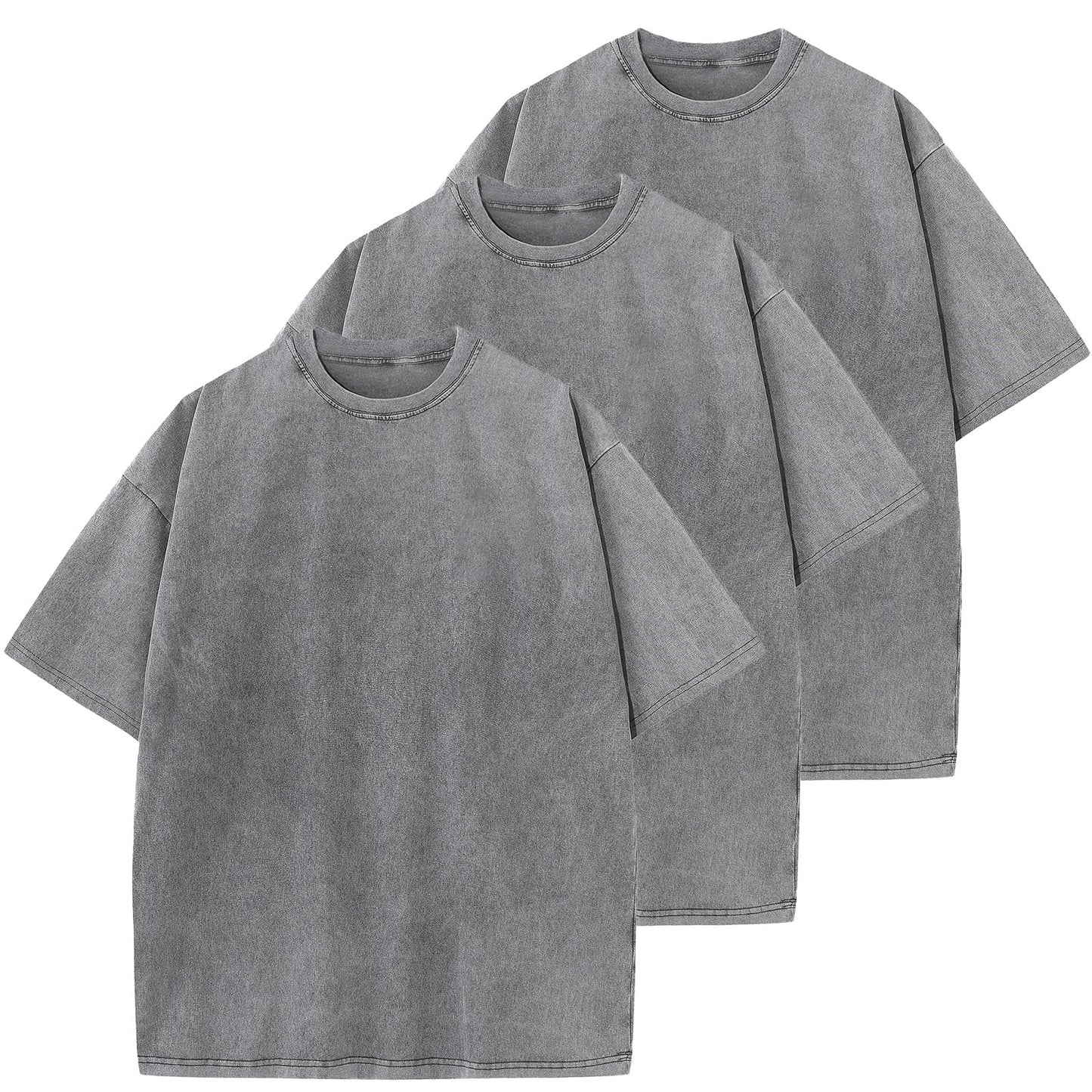 HOTMen's Cotton T-Shirts Oversized Unisex Short Sleeves Casual Loose Wash Solid Basic Tee Tops