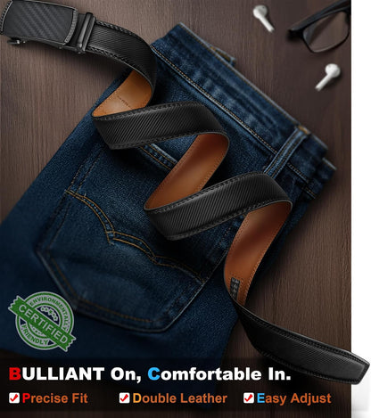 HOTBULLIANT Men's Belt,Slide Ratchet Belt Adjsutable For Men Suit Casual Jeans Gift Boxed,Trim To Fit