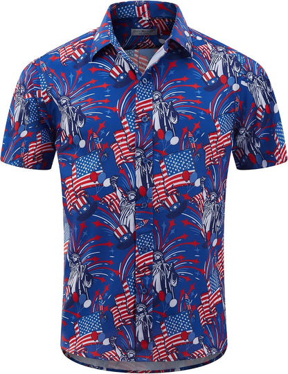 HOTENVMENST Hawaiian Shirt for Men Short Sleeve Beach Printed Summer Button Down Aloha Shirt