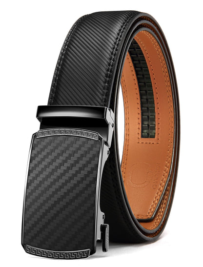 HOTCHAOREN Mens Belt - Mens Ratchet Belt Leather 1 3/8" for Dress Pant - Micro Adjustable Belt Fit Everywhere