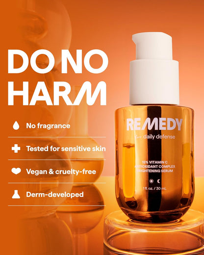 HOTRemedy for Daily Defense | 15% Vitamin C Complex Brightening Serum | Stabilized Vitamin C with Next-Gen Antioxidants, Ferulic Acid, Ectoin | Fragrance Free | By Dermatologist Dr. Shah | 1 Fl Oz