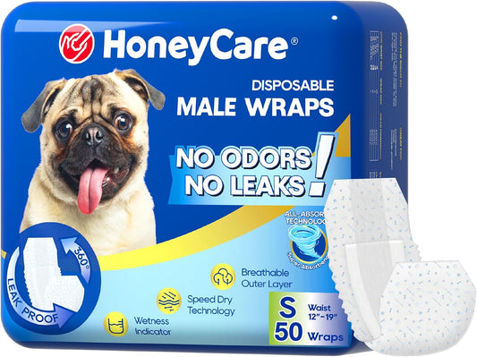 HOTHONEY CARE All-Absorb A26 Male Dog Wrap, 50 Count, Small
