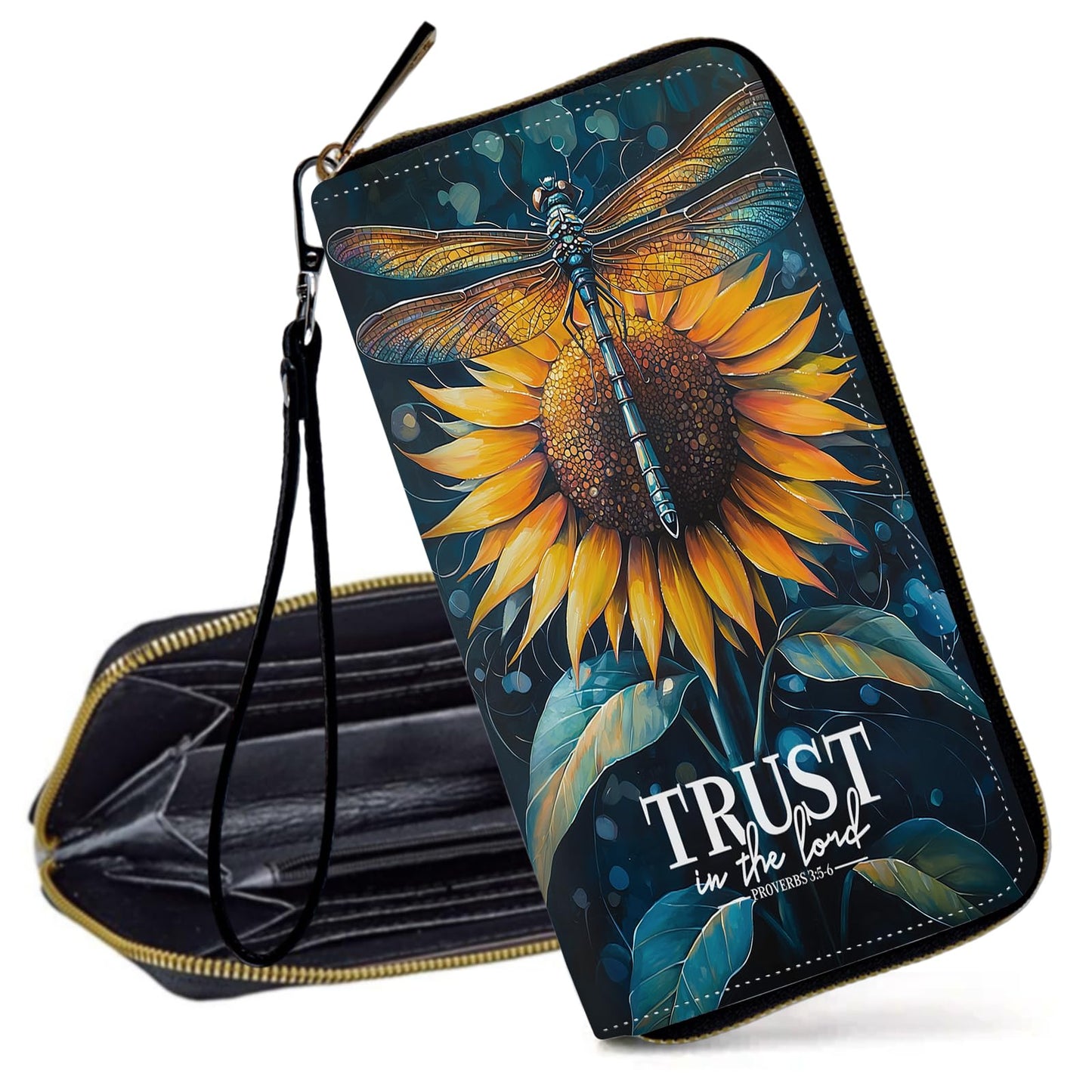 HOTRFID Blocking Wristlet Wallet for Women, Slim PU Leather Clutch Purse with Zipper, Small Credit Card Holder with Wrist Strap, Travel Zip Wallet for Ladies,Colorful alien UFO