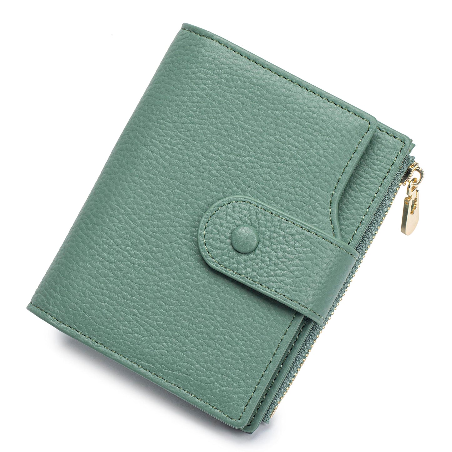 HOTGenuine Leather Wallets for Women RFID Blocking Bifold with Zipper Pocket, 2 ID Windows, 18 Card Slots, Red