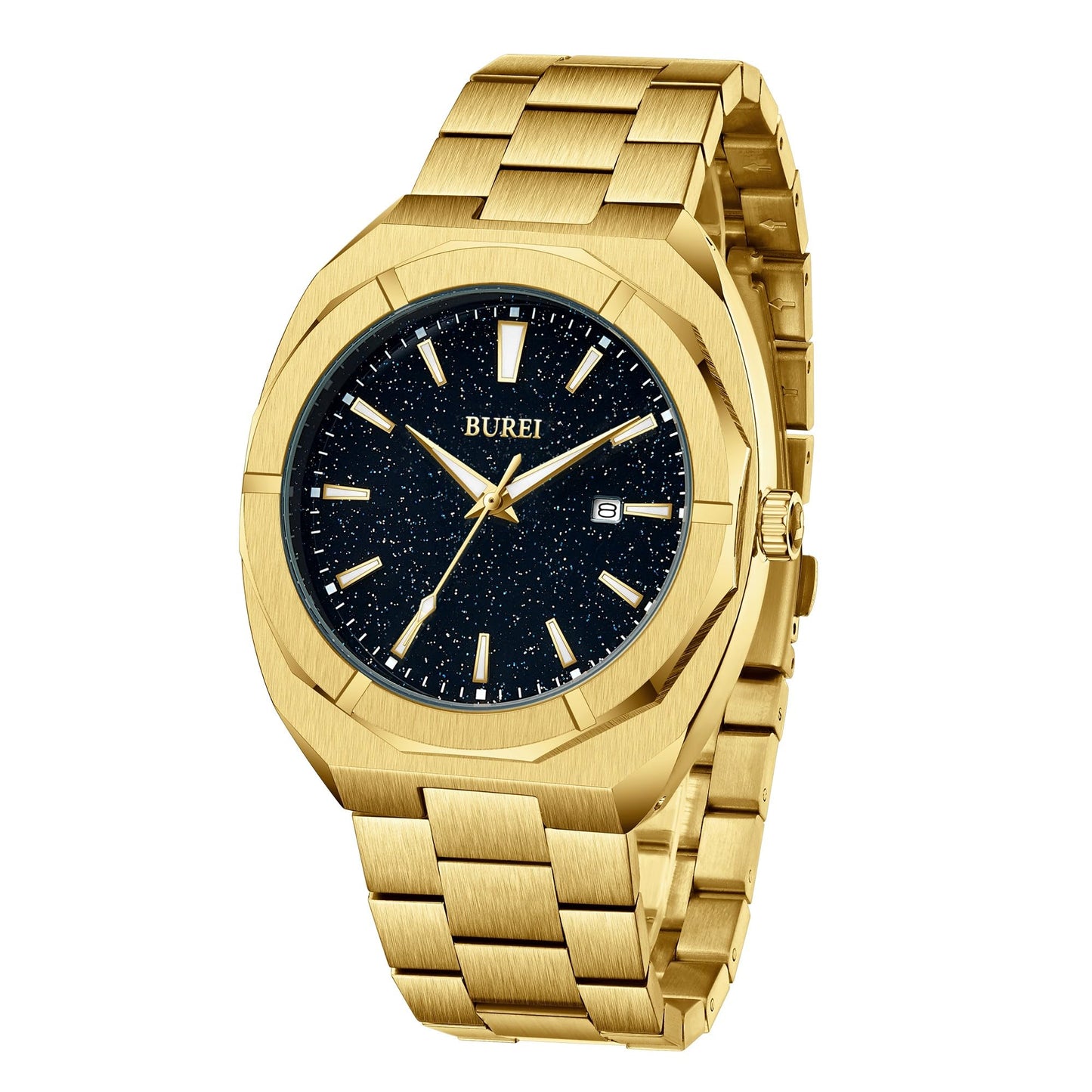 HOTBUREI Men Watches Gifts for Men Fashion Stainless Steel Analog Quartz Waterproof Watches for Mens
