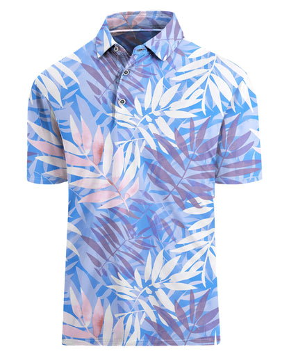 HOTHodaweisolp Golf Shirts for Men Dry Fit Print Moisture Wicking Performance Short Sleeve Polo Shirt