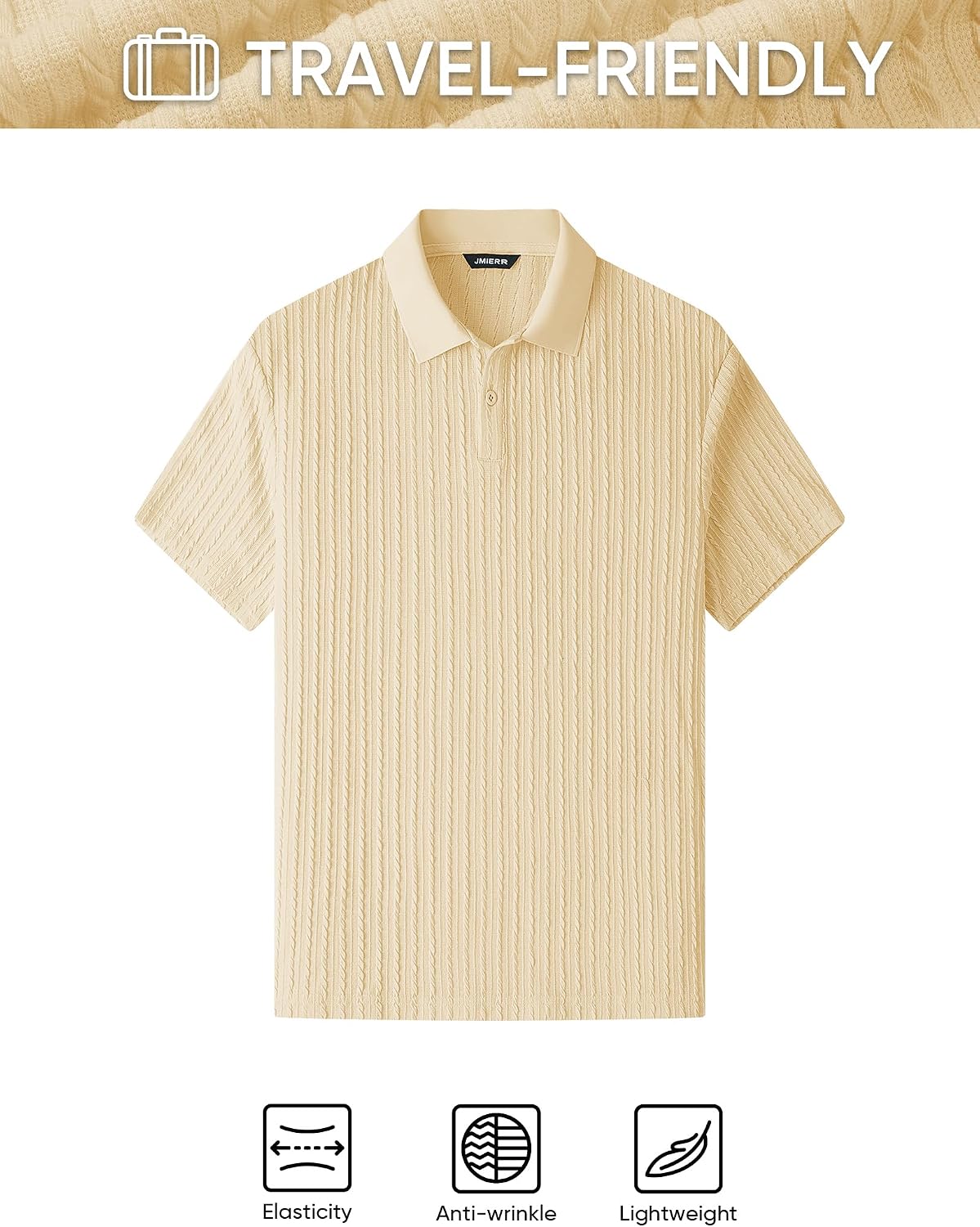 HOTJMIERR Mens Casual Polo Shirt Summer Short Sleeve Vacation Button Beach Knit Stretchy Golf Shirts