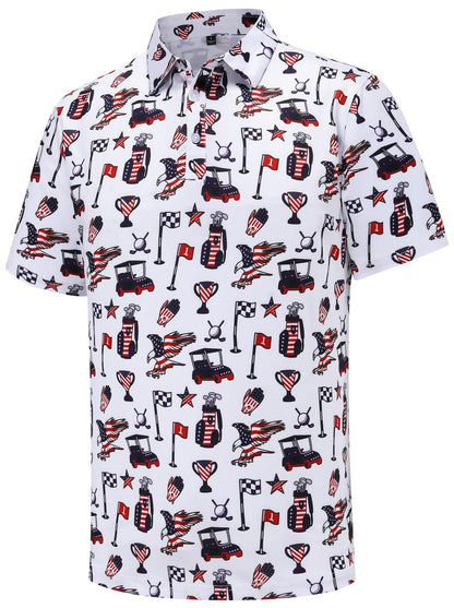 HOTMen's Golf Polo Shirts Short Sleeve Performance Moisture Wicking Dry Fit Funny Golf Polo Shirts for Men