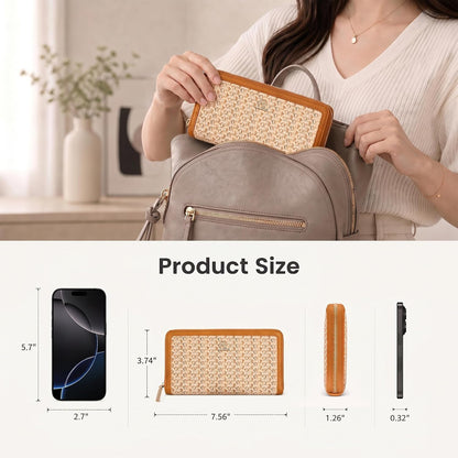 HOTClutch Wallet For Women, Leather RFID Blocking Wallet Women Large Capacity Credit Card Holder, Womens Billfolds and Wallets Gifts for Women Birthday, Ladies Wallet with Phone Holder, Zip Around