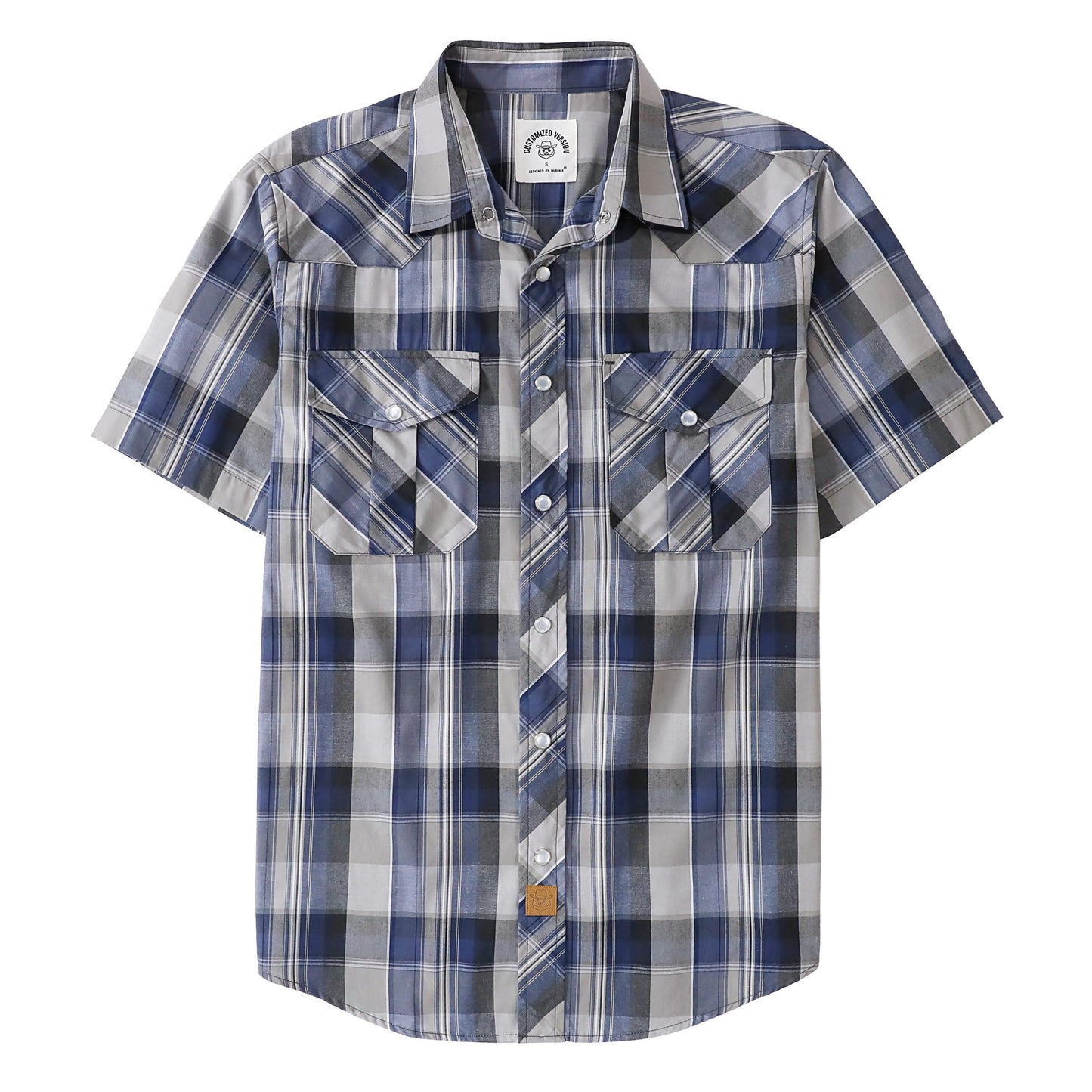 HOTDubinik® Western Shirts for Men Short Sleeve Plaid Pearl Snap Shirts for Men Button Up Shirt Cowboy Casual Work Shirt