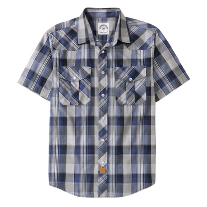 HOTDubinik® Western Shirts for Men Short Sleeve Plaid Pearl Snap Shirts for Men Button Up Shirt Cowboy Casual Work Shirt