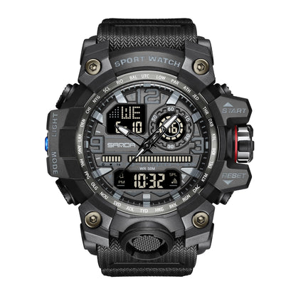 HOTKXAITO Men's Watches Sports Outdoor Waterproof Military Watch Date Multi Function Tactics LED Face Alarm Stopwatch for Men 3133