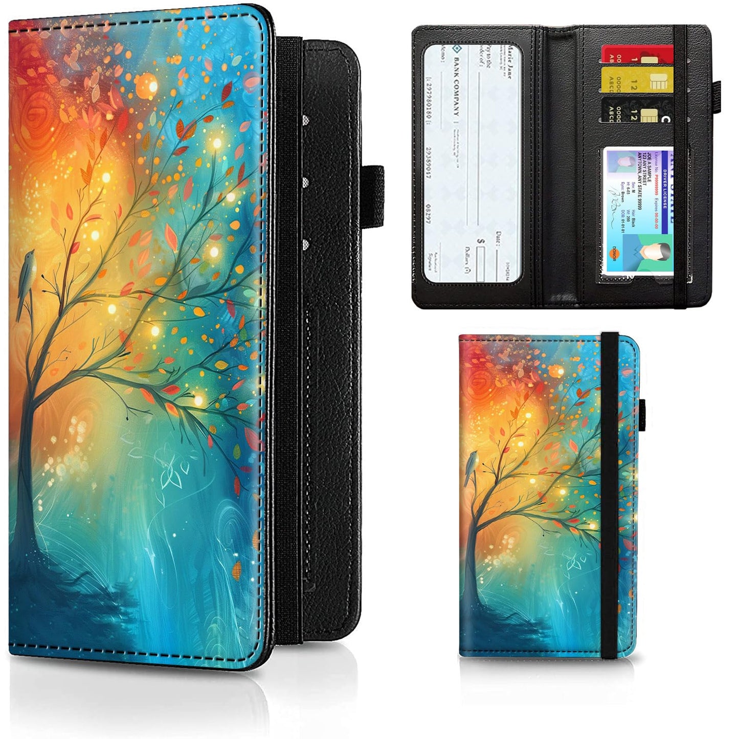 HOTCheckbook Cover for Men Women PU Leather Slim Check Book Holder Covers Wallet Case with Card Slots Duplicate Checks Card Pen Holder with RFID Blocking & Elastic Strap,Cute A Cat