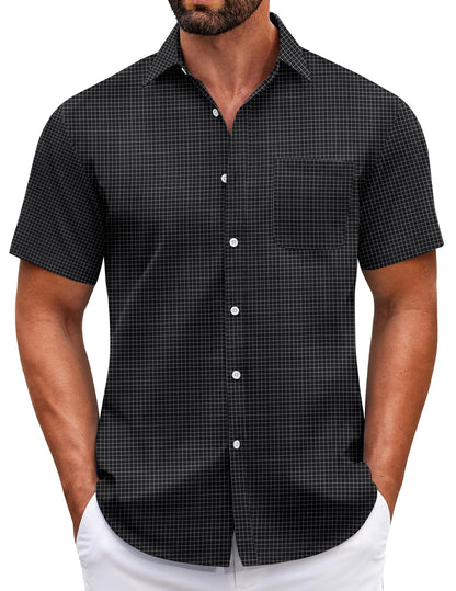 HOTCOOFANDY Mens Short Sleeve Casual Button Down Shirts Summer Untucked Dress Shirts with Pocket