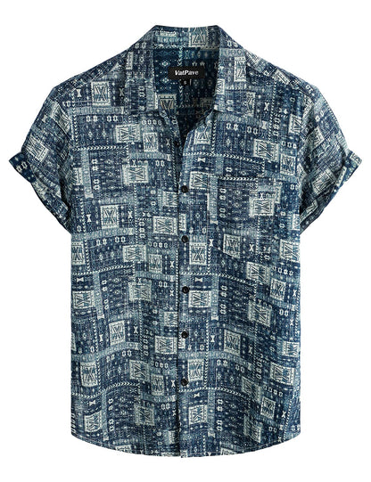 HOTVATPAVE Mens Hawaiian Shirts Casual Summer Short Sleeve Button Down Shirts | Beach, Floral, Front Pocket, Cotton, Tropical, Vacation, Vintage, Printed, Cruise, Collared, Aloha, Party, Reverse Fabric
