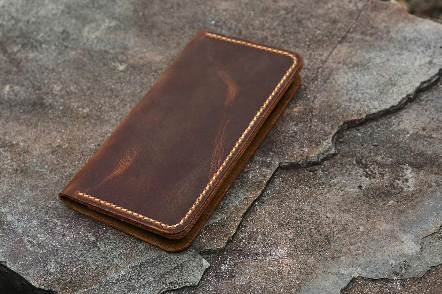 HOTDistressed vintage brown leather wallet case for iPhone 17 16 15 14 13 Pro Max/real leather Wallet Case Compatible with iPhone 17 16 15 14 Plus -IP005W