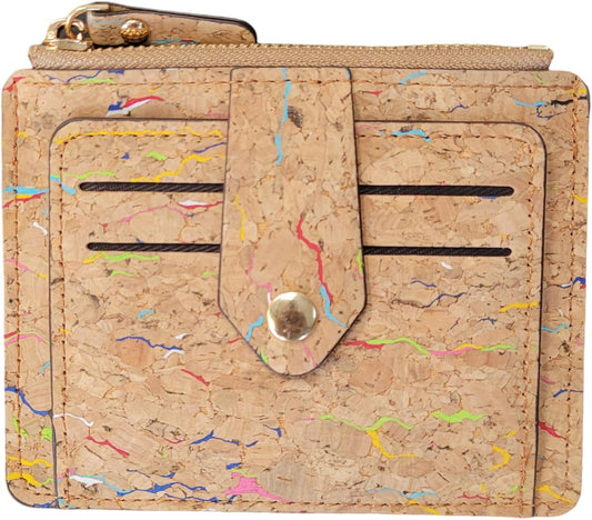 HOTMinimalistic Cork Wallet with Snap Closure Eco Friednly Vegan gift (Plain with colors)