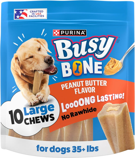 HOTPurina Busy Bone Adult Dog Chew Bone Treats, Peanut Butter - 10 ct. Pouch
