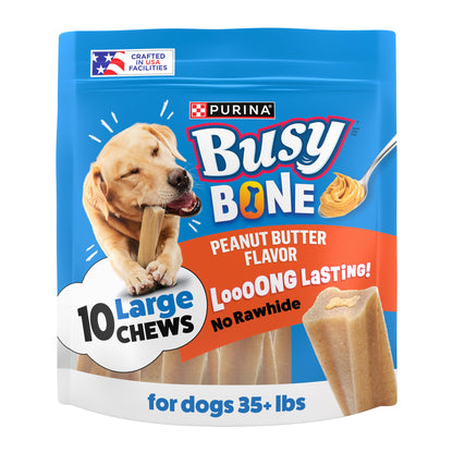 HOTPurina Busy Bone Adult Dog Chew Bone Treats, Peanut Butter - 10 ct. Pouch