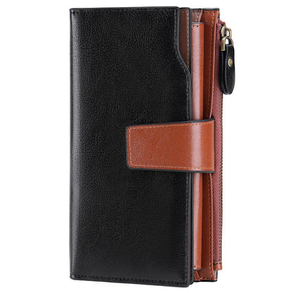 HOTSENDEFN Women Leather Wallets RFID Blocking Clutch Card Holder Ladies Purse with Zipper Pocket