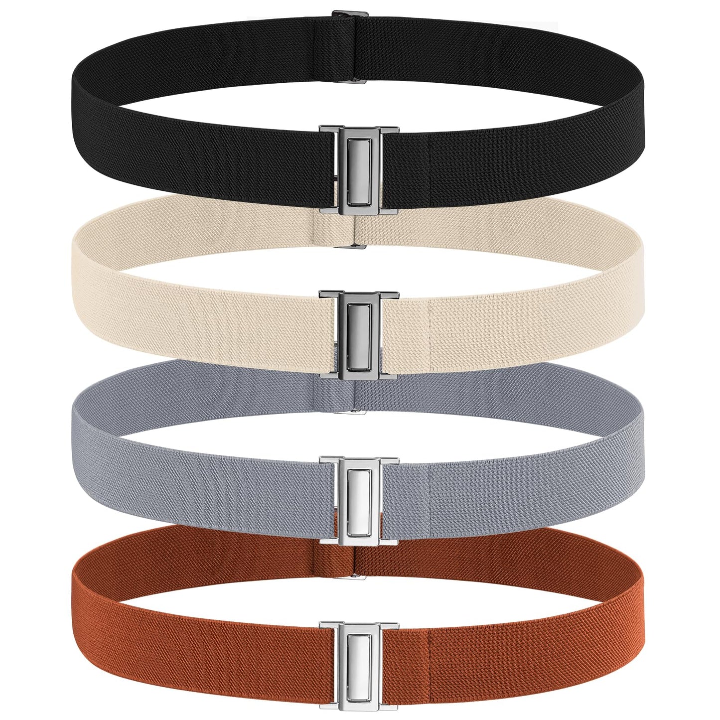 HOTNo Show Elastic Belts for Women with Invisible Flat Buckle Stretch Web Strap Belt for Jeans Pants Dresses